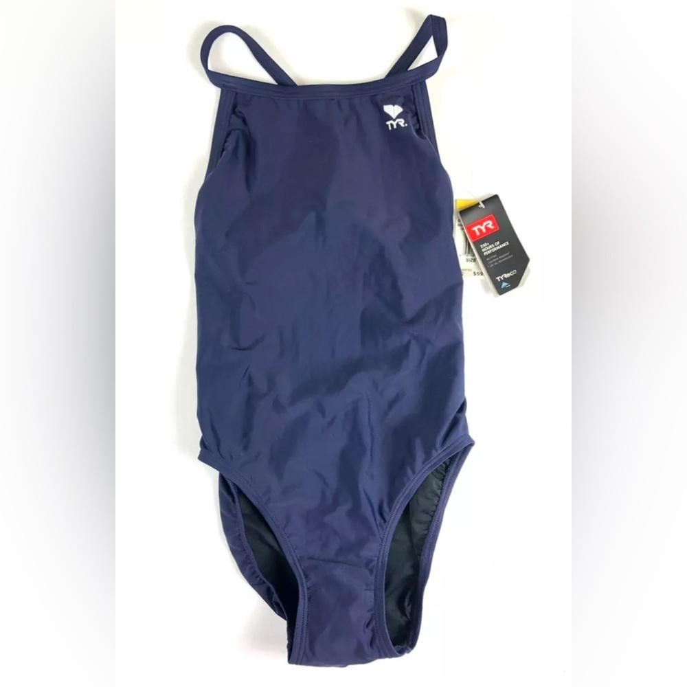 TYR, Women’s Diamondback One Piece Swimsuit, Navy, Swimwear Size 32